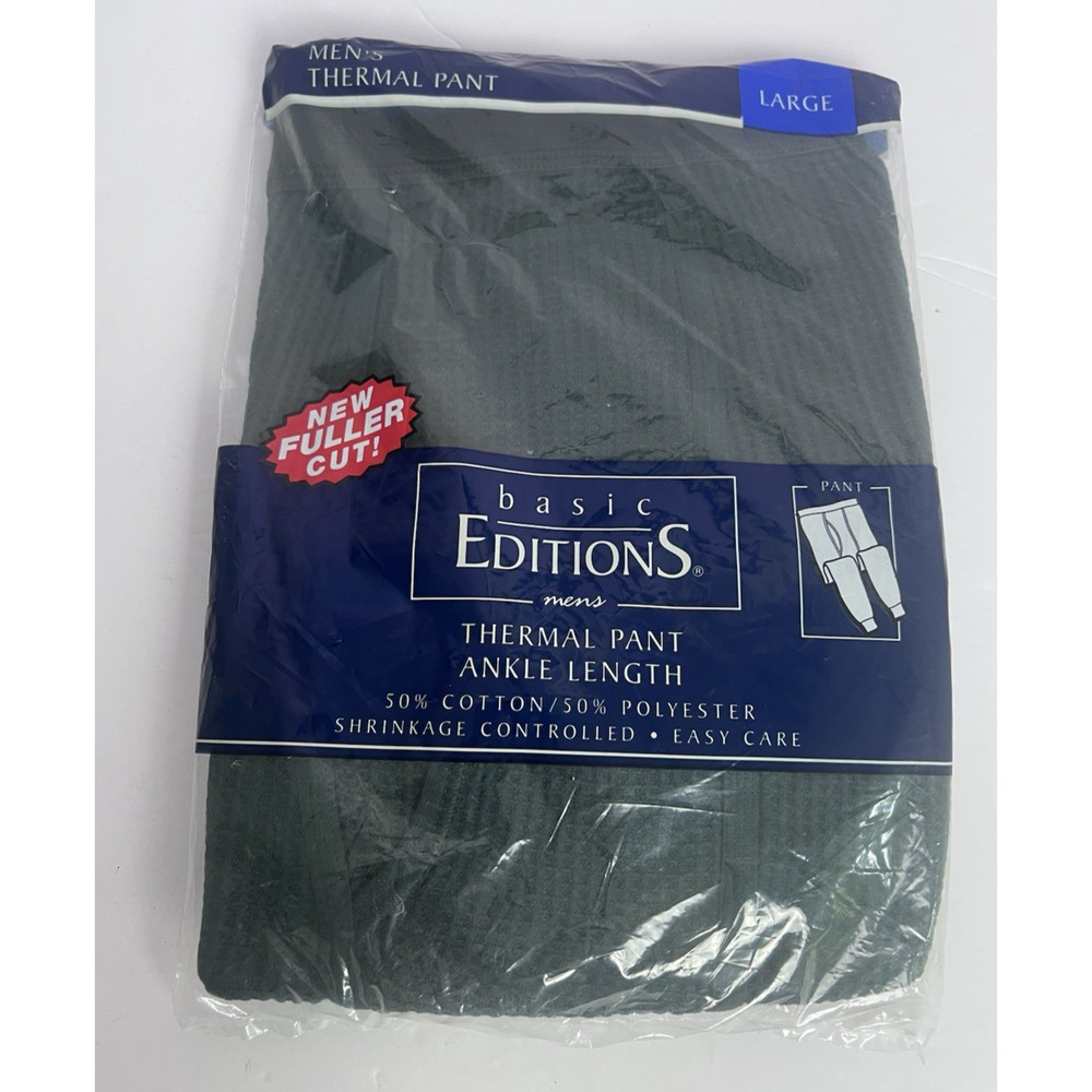 VTG K-Mart Basic Editions Thermal Long John Pant Underwear Mens Sz L Green NEW